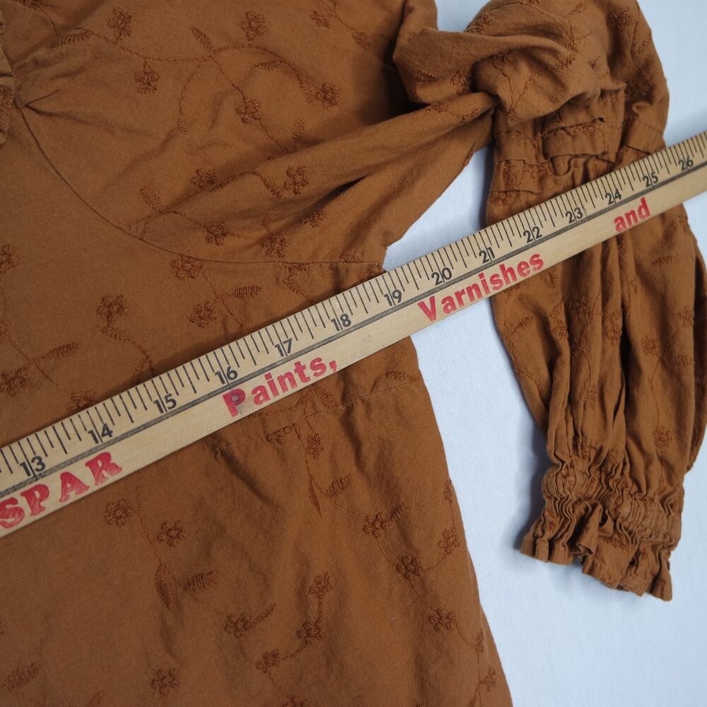 Universal Thread Balloon Long Sleeve Blouse Top Lt Brown Peasant Boho Ruffle M - Picture 3 of 6